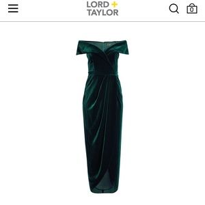 XSCAPE Off-the-shoulder emerald green Velvet dress